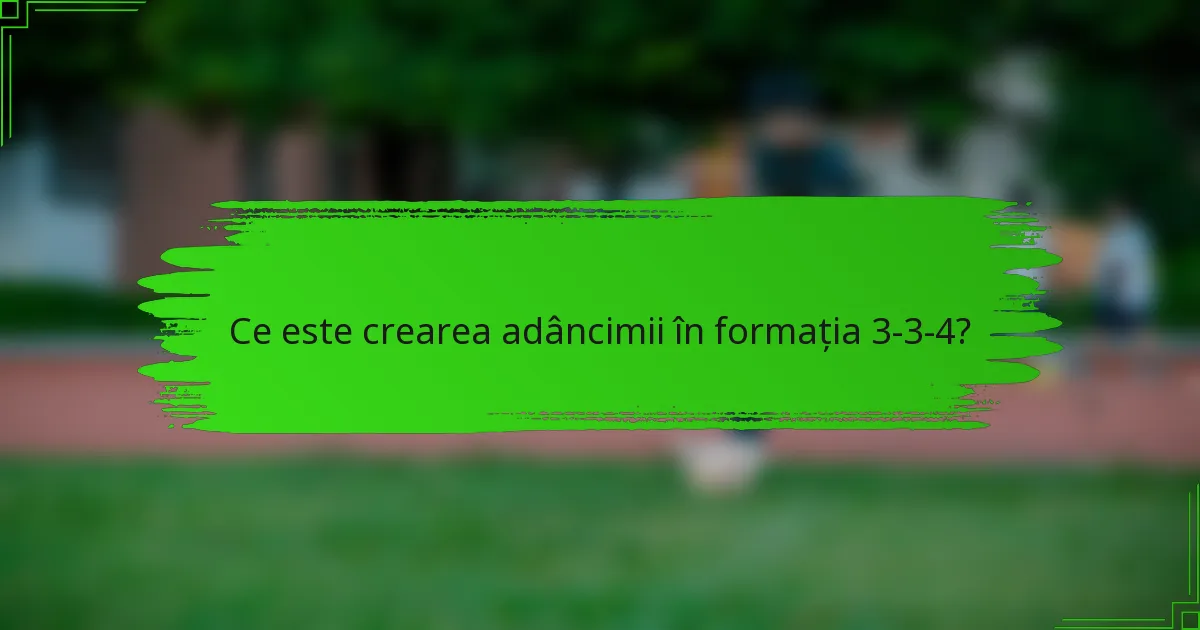 Ce este crearea adâncimii în formația 3-3-4?